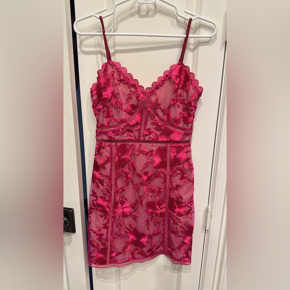 Lulu's Pink Chemise with Lace Overlay